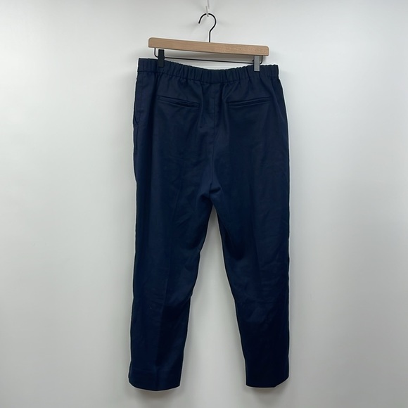 J. Crew Easy Pant High Rise Stretch Linen Mid-Rise Ankle Trouser Navy 14 - Picture 6 of 9